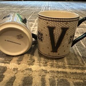Black, White and Gold Mosaic Mug Set by Anthropologie ‘V’